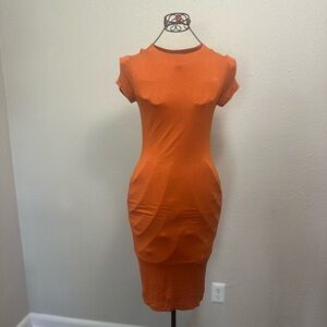 Elegant Orange Midi Dress with Vibrant Charm